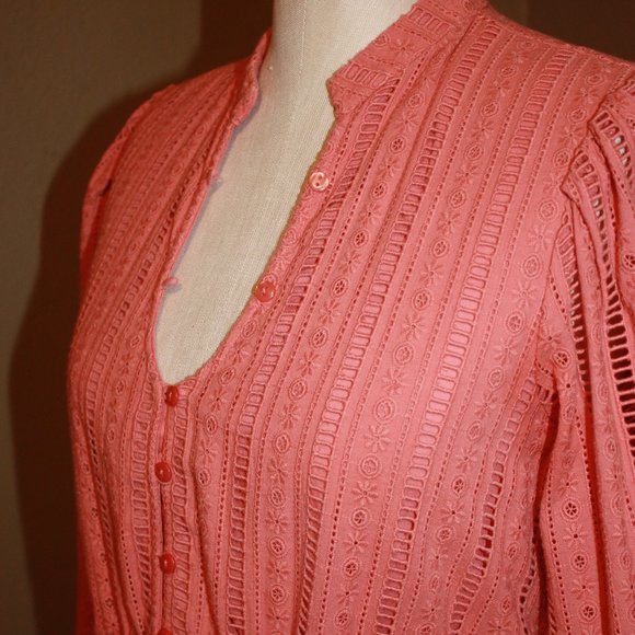 ANTHROPOLOGIE FOREVER THAT GIRL PINK EYELET MINI A-LINE DRESS - SMALL 2 OR 4 - Picture 6 of 6